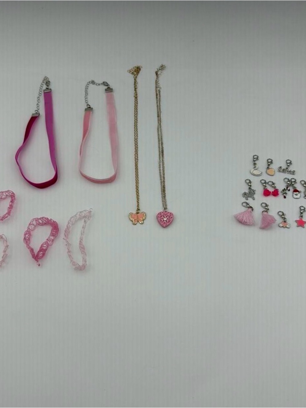 Pink Kids Necklace and Bracelet Charm Set